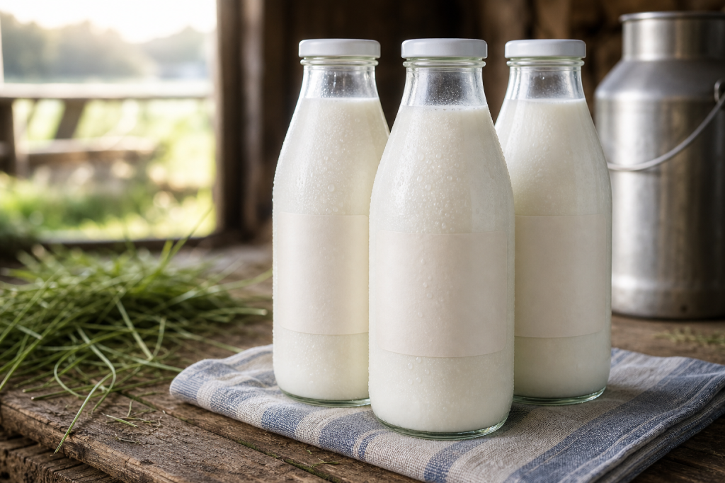 Bauernmilch in Glasflasche